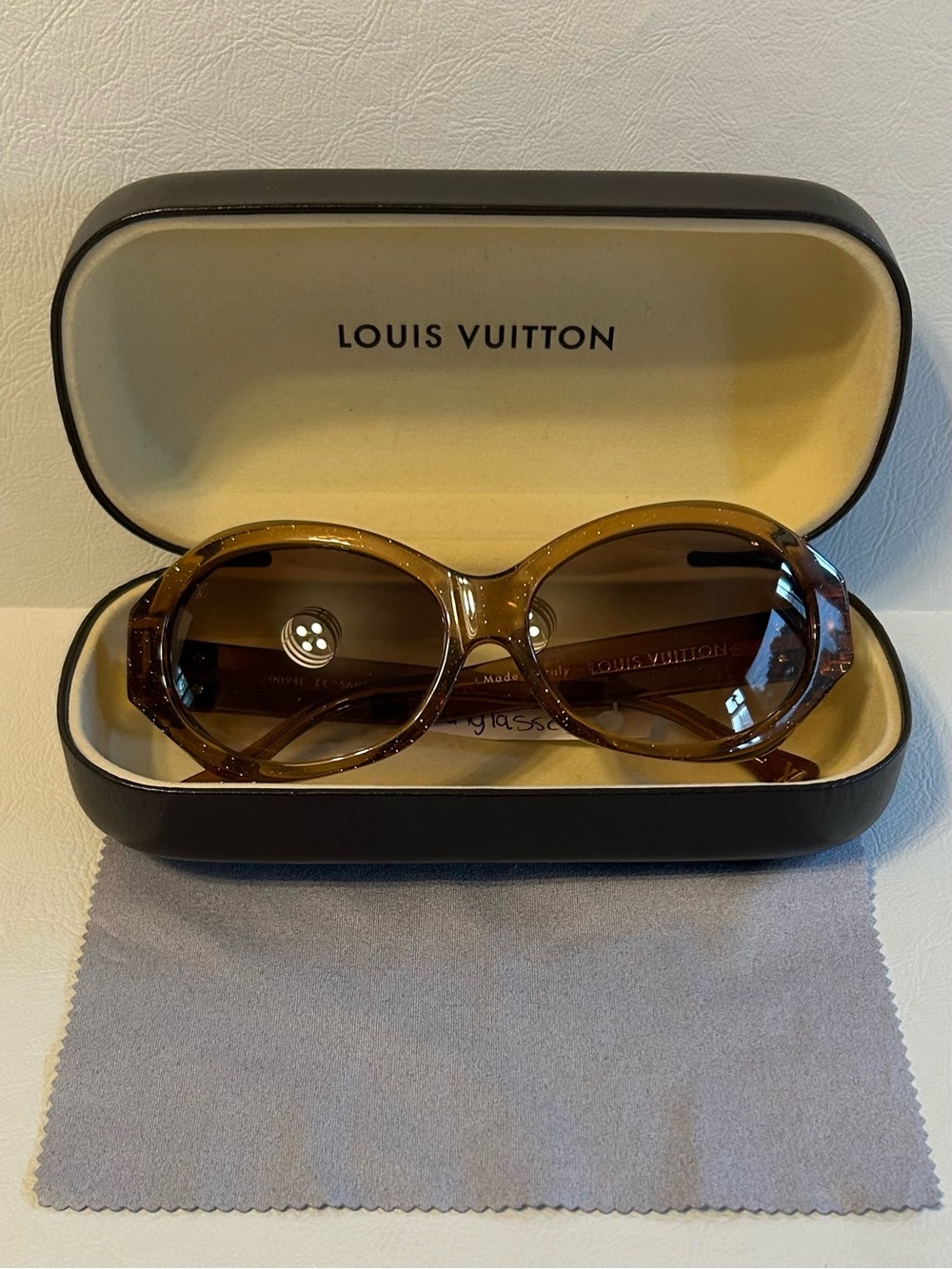 Louis Vuitton Women's Brown and Gold Oval Sunglasses
